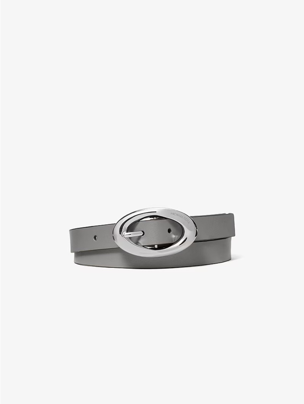 Michael Kors Storm Gray Leather Belt with Oval Silver Buckle NWT medium